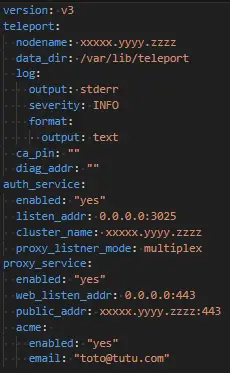 Teleport : configuration de l'agent via Auth Service et Proxy service
